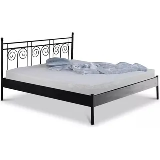 Metallbett Ida – 180 x 210 cm / schwarz - Schwarz, Weiß