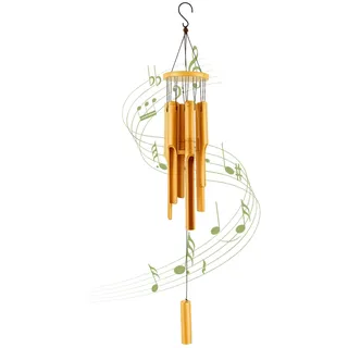 tintoke 32 Zoll GroßesWindspiel, Windspielklangspielbambus, Großwindspielbambus, Bambus-Windspiel hängend, 6 RöhrenBambusWindspiel, Windspiel für Garten, für Gärten, Terrassen und Patios