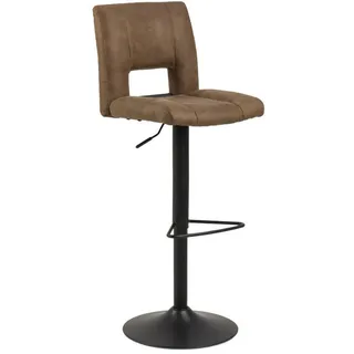 Carryhome Barhocker , Hellbraun , Metall, Textil , Rundrohr, Säule, Bodenplatte , 41.5x94-115x52 cm , Esszimmer, Barmöbel, Barhocker