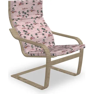 ABAKUHAUS Hawaii Poäng Sessel Polster, Palme Rocky Strand-Wellen, Sitzkissen mit Stuhlkissen mit Hakenschlaufe und Reißverschluss, Rose Dark Salmon - Rosa