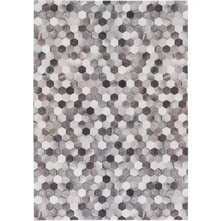 Pergamon Kunstfaser Patchwork Tierfell Pixel , Beige, Grau , Textil , Rechteckig , 160x230 cm , Teppiche und Böden, Teppiche, Schaffelle & Kuhfelle