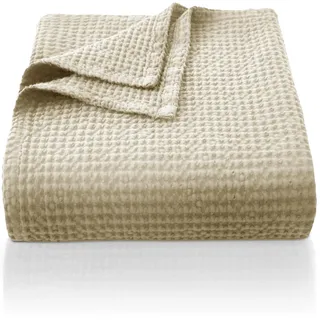 CHUFFED 100% Baumwolle Decke 150 x 200 cm, Weiche und Atmungsaktive Tagesdecke, Waffelmuster Leichte Decke als Sofadecke Couchdecke, Weich Kuschelige Wohndecke Wohnzimmer, Sofa Couch Leinen