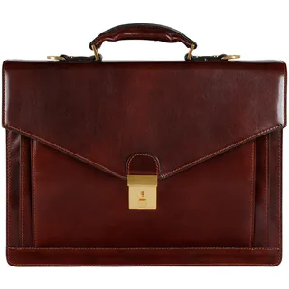 Time Resistance Aktentasche für Herren, 100% Leder – handgefertigt in Italien – Arbeitstasche – Laptoptasche – Businesstasche – stylische Umhängetasche (Braun)