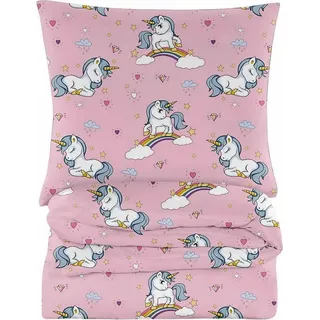cotton market Einhorn Mikrofaser Rosa 135 x 200 cm + 70 x 80 cm