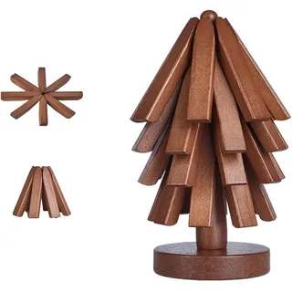 Xummi Holz Set für Baumkunst, Bambus Topfuntersetzer Set, Faltbare Untersetzer Baum, Holzuntersetzer Walnuss Dämmmatte Matten (4 Stück)