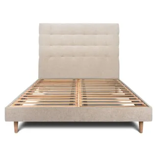 Bett mit Kopfteil – Korbgeflecht-Canvas-Stoff - 140 x 200 cm
