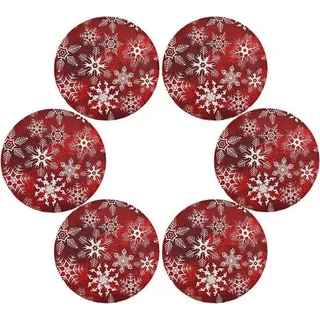 Weihnacht Placemats Rot Muster 6er Set Waschbar Küchenunterlage - Rot
