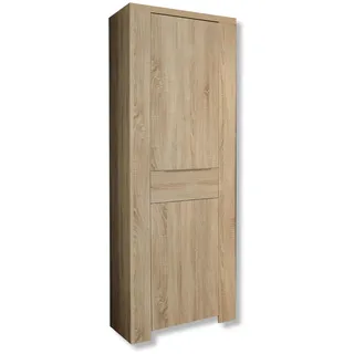 Forte CALPE Schrank 70, Kleiderschrank klein Flurschrank schmal Garderobenschrank Skandinavisch Drehtürenschrank 1-türig Holzdekor: Sonoma Eiche, 69 cm breit x 198 cm hoch x 42 cm tief