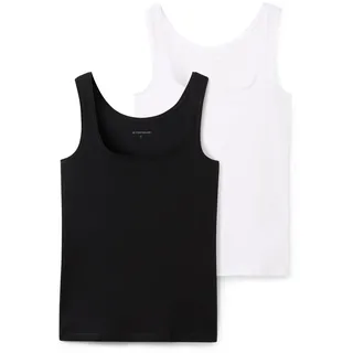 Tom Tailor Damen 1044789 Basic Top Im Doppelpack, 14482 - Deep Black, XXL EU