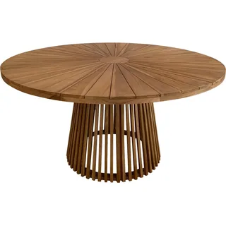 AXI Hani runder Gartentisch aus Teak Holz Ø 150 cm | Esstisch Wetterfest für den Garten / Terrasse / Outdoor aus Teakholz | Sitzgruppe Rund für 6 - Braun