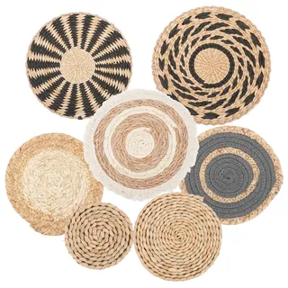 SHAIDOJIO Boho Wanddeko, 7-Teiliges Set Handgefertigter Wanddeko Boho, Runde Bohos Wandkörbe, Handgemachter Wandschmuck Deko für Bauernhaus Büro Wohnzimmer Schlafzimmer Küche Flur Hotels