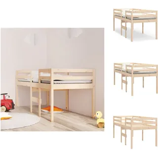 vidaXL Hochbett 80x200 cm Massivholz Kiefer - Betten & Bettgestelle - Braun