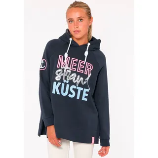 Zwillingsherz Hoodie »Meer Strand Küste«, mit Kapuze, Pailletten-Schriftzug und aufgesticktem Anker-Motiv blau