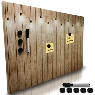 BAKAJI Magnetisches Whiteboard, beschreibbar und abwischbar, mit 5 Magneten und 1 Marker, Memoboard für die Wand, ideal für Küche, Wohnzimmer, Eingang, 60 x 40 cm (Leuchtmittel)