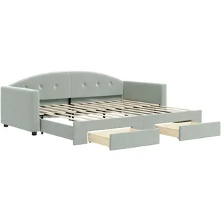 vidaXL Tagesbett Ausziehbar mit Schubladen Hellgrau 90x200 cm Samt - Grau