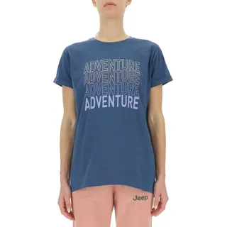 JEEP O102760-Q021 J Damen Oversize T-Shirt Adventure - Großer Aufdruck - Ärmel hochgekrempelt J23S Canvas Blue XS