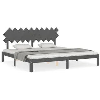 vidaXL Massivholzbett mit Kopfteil Grau 200x200 cm - Grau