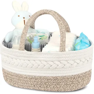 Maliton Wickeltisch Organizer,Baby Organizer Korb,Aufbewahrungskorb für den Wickeltisch,Windel Caddy mit Fächern & Griffen,Geschenke für Neugeborene