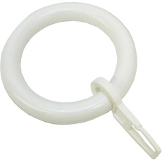 Bild Gardinenringe für Gardinenstangen Ø 28 mm, Mit Gardinenhaken, 10 Stück, Ring-Breite 8 mm, Kunststoff, Weiß