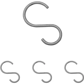 Gardinia S-Haken für Gardinenstangen mit Ø 25 mm, Serie Industrial Home, Zum Aufhängen von Gardinen und Vorhängen, Metall, Farbe Silber, 10 Stück (Packung mit 4)