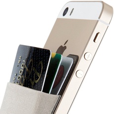 Sinjimoru Smart Wallet, (aufklebbarer Kreditkartenhalter) / Smartphone Kartenhalter/Handy Geldbeutel/Mini Geldbörse/Kartenetui für iPhones und Android Smartphones. Sinji Pouch Basic 2 Grau
