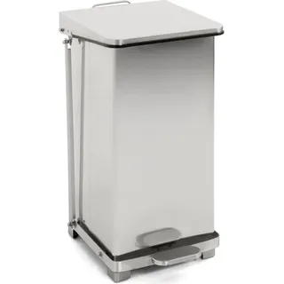 Industrieller Tritt-Mülleimer 45 Liter - Matt Edelstahl - Silber