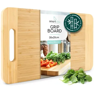 smartday Schneidebrett mit Griff aus Holz 100% Bambus - Küchenbrett massiv & schnittfest I Holzschneidebrett, Schneidbrett - Holzbrett für Küche & Servieren