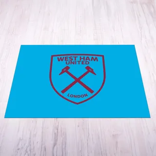 Licensed Décor West Ham United FC – Kleine Vinyl-Bodenmatte, 70 cm (B) x 100 cm (H), Weinrot Wappen auf Blau