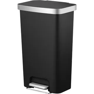 Mülleimer FACKELMANN "SEATTLE, Pedal-Abfalleimer 45L", schwarz matt, B:41cm H:65cm T:30cm, Kunststoff, Mülleimer, Mülleimer, stilvoller Mülleimer mit Soft-Close System & robustem Pedal