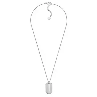 Fossil Herrenhalskette aus Edelstahl mit Karabinerverschluss Dog tag, Glänzendes Silber