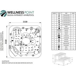 PureHaven American Outdoor-Whirlpool Torina Brown 215x215 cm 5 Personen Rücken- Gesäß- Nacken- & Fußreflexzonenmassage Filtersystem Wasserfall 1650 L - Silber, Braun