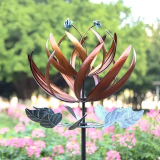 Pure Echo Windspiel für Hof und Garten, Windspiel für den Außenbereich, großes Metall, 213,4 cm, kinetisches Windspiel und Windskulpturen, Windmühlen-Dekor (Lotus)