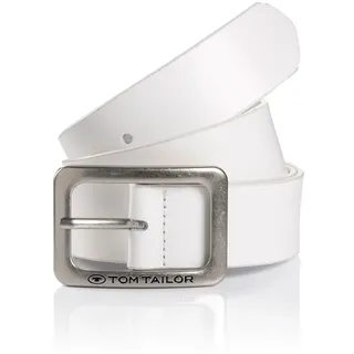 Tom Tailor Ledergürtel »TTEVE«, 4 cm breiter Damen Ledergürtel, kalssiches Must-Have weiß