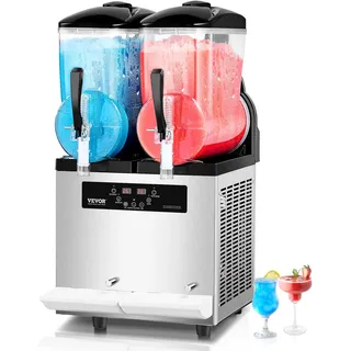 Vevor kommerzielle Slusheis Maschine 12 L x 2 Doppeltank-Maschine für gefrorene Getränke, 96 Tassen Edelstahl Slush-Eis-Maschine mit Tastenfeld Softeis Maker für Partys Restaurants Cafés Bars