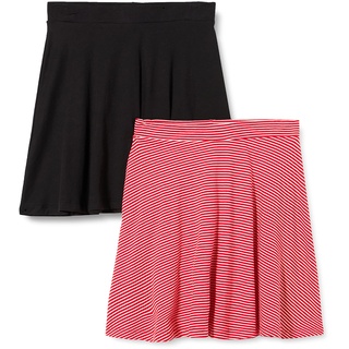 ONLY Damen Onlmay Skater Skirt Jrs 2pk Rock, Black/Pack:high Risk Red Stripes Cd Pollo, XS EU