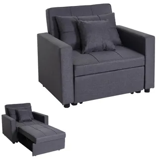 MCW Schlafsessel L90 Stoff/Textil 101 x 90 x 197 cm Grau mit Kissen