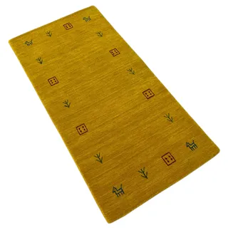 Orientteppich Gold Gabbeh Teppich 100% Wolle Loom Handgefertigt 70x140 cm
