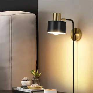 HMAKGG Wandlampe mit Stecker und Schalter, E27 Nachttischlampe Wand