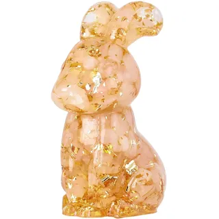Nupuyai Rosenquarz Stein Hase Figur Edelstein Kaninchen Kristall Tiere Deko | 7 cm Hase Trommelstein Harz Figur, Osterhase, Kaninchen Glücksbringer, Tierfigur Deko für Büro Haus Garten