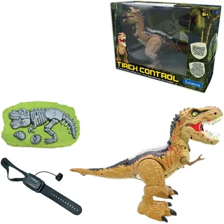 Lexibook - RC Tyrannosaurus Control, Realistischer Dinosaurier, Gliederbewegungen, Brüllen, Rauch Spucken, Lichteffekte, Wiederaufladbar, Fossil und Handfernbedienung enthalten, DINO02