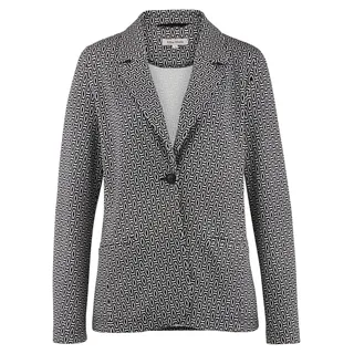 Jackenblazer ALBA MODA "Blazer Blazer mit grafischem Print", Damen, Gr. 36, schwarz, Obermaterial: 80% Viskose CV. 17% Polyester PES. 3% Elasthan EL., Modern, tailliert, Blazer Jackenblazer