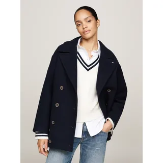 Tommy Jeans Kurzmantel »TJW WOOL PEACOAT«, mit Wollanteil, blau