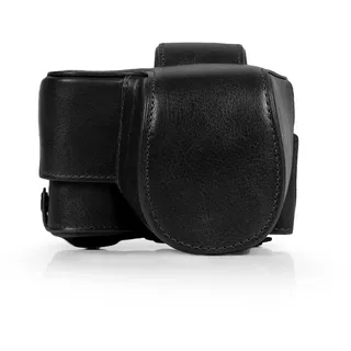 MegaGear MG2006 Ever Ready Genuine Leather Camera Case Compatible with Sony ZV-E10(16-50mm) (Black)