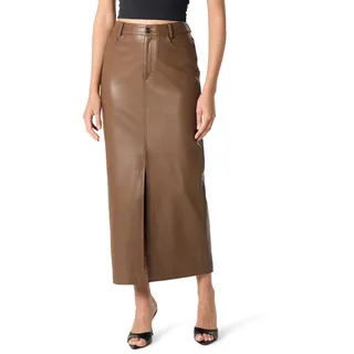 The Drop Larissa Vegan Leather Maxi Skirt Maxirock, Kaffeebohnen, L