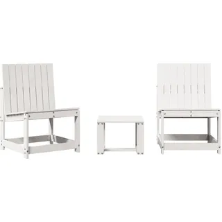 vidaXL 3-tlg. Garten-Lounge-Set Weiß Massivholz Kiefer - Weiß