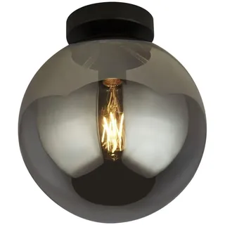 Licht-Erlebnisse Kleine Kugel Deckenleuchte Rauchglas Schwarz E27, Ø25 cm, Esszimmer, Wohnzimmer, Küche, Kugellampe Decke, blendarm, Deckenlampe Modern
