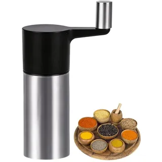 Muskatnuss Mühle Edelstahl mit Kurbel, Einstellbare Muskatmühle & Muskatreibe mit Behälter zur Aufbewahrung von 3 Muskatnüssen, Gewürzmühle Manuell Muskatnussreibe für Küche Restaurant Kochen