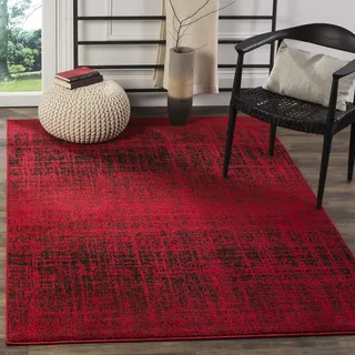 SAFAVIEH Zeitgenössische Teppich für Wohnzimmer, Esszimmer, Schlafzimmer - Adirondack Collection, Kurzer Flor, Rot und Schwarz, 120 X 180 CM