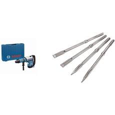 Bosch Professional Bohrhammer mit SDS max GBH 12-52 D (19 J Schlagenergie, inkl. Zusatzhandgriff, im Handwerkerkoffer) + 4tlg. Meißel Set SDS max (Zubehör Abbruchhammer)