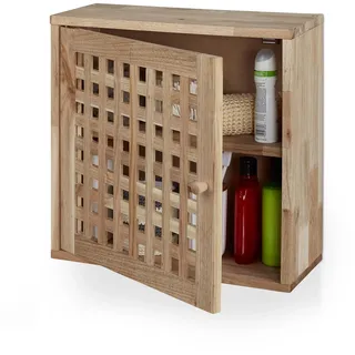 Relaxdays Wandschrank, Walnuss, 2 Fächer, Magnetverschluss, Hängeschrank Badezimmer, Küche, HBT: 42 x 42 x 18 cm, Natur, Nussholz